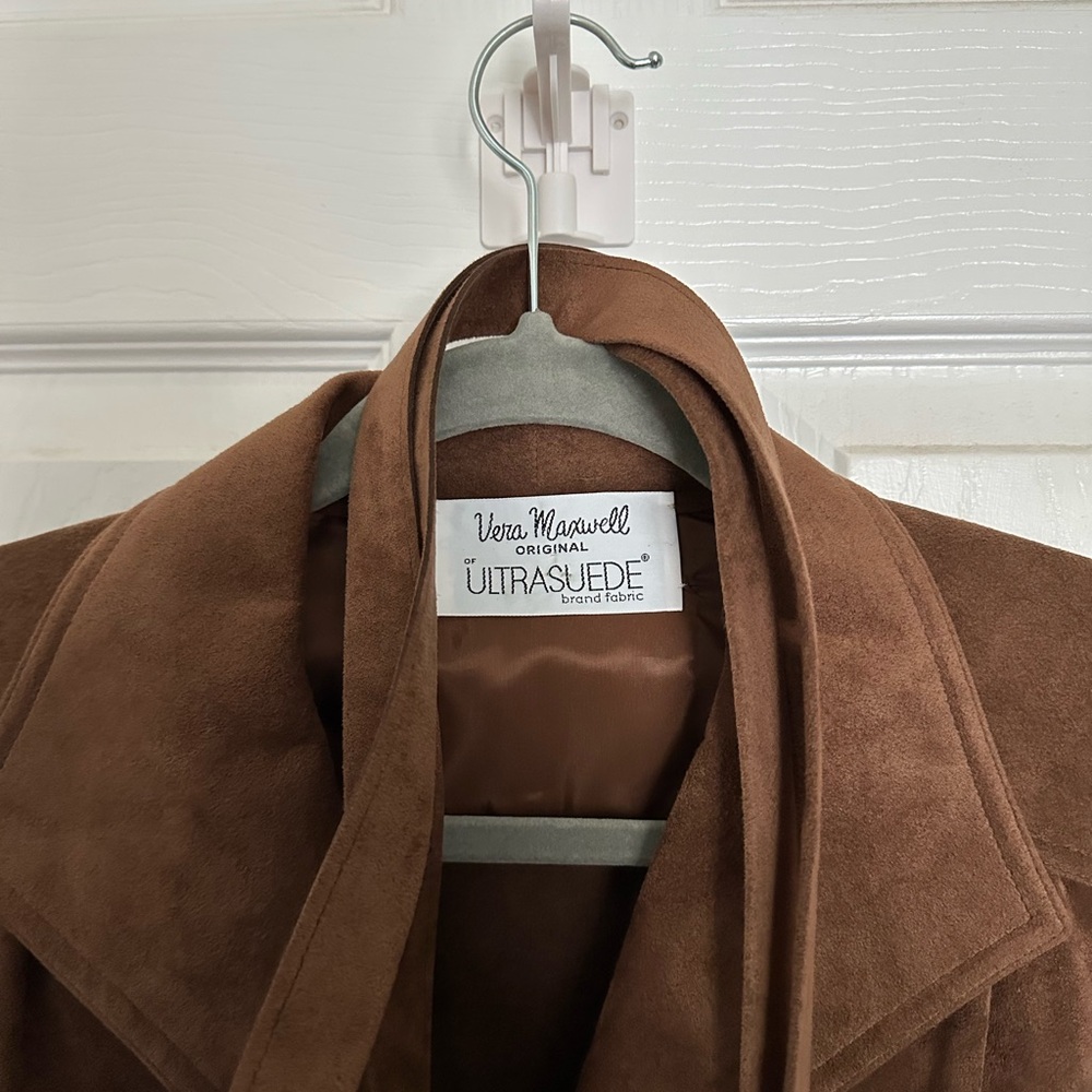 Vera Maxwell Vegan Suede Brown Trench Coat - Picture 2 of 7